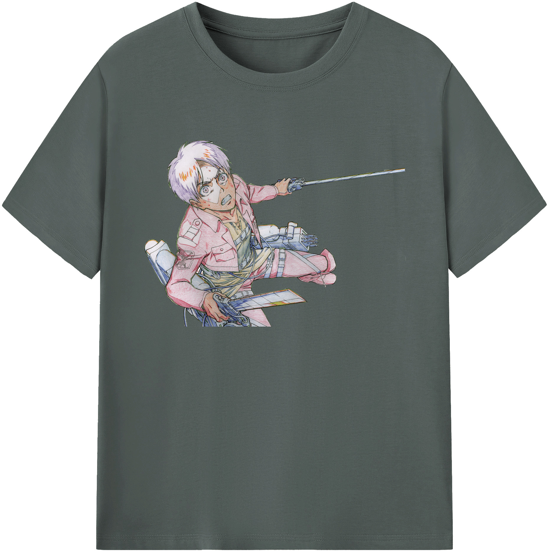 （画像用） 進撃の巨人 エレン･イェーガー Attack on Titan Eren Jäger 綿100％ メンズ半袖Tシャツ｜肌触りやわらか＆通気性